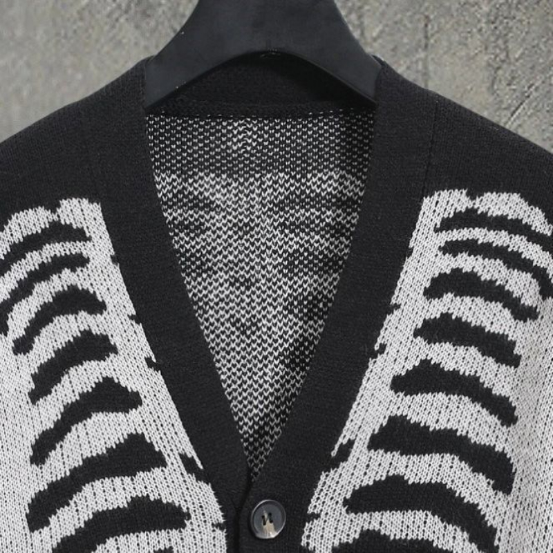 2023 Harajuku Herbst Winter männer Halloween schädel gedruckt langarm strickjacke V-ausschnitt taste unten mantel y2k vintage Pullover Ins