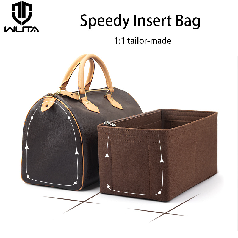 WUTA-organizador de bolsas de inserción de fieltro para for LV Speedy 20, 25, 30, 35, bolso con solapa, bolso interior de maquillaje, bolso de viaje, bolso de mano de almacenamiento, accesorios