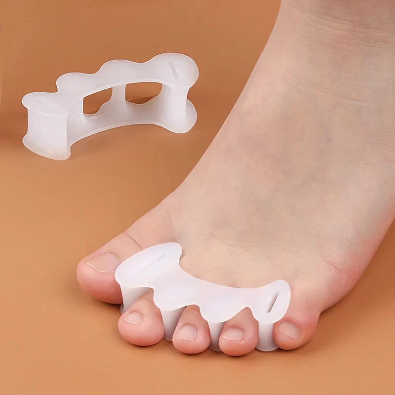 2Pcs=1Pair Hard Silicone Toe Finger Separator 3 Hole Hallux Valgus Orthopedic Spacers Bunion Overlapping Hammer Foot Corrector