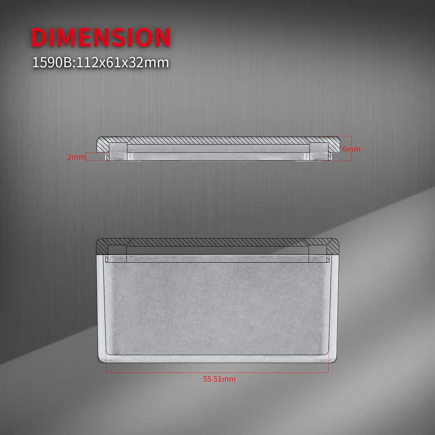Kit custodia per pedale per chitarra in alluminio 1590B - Diecast/CNC 112x60x31mm con viti in acciaio