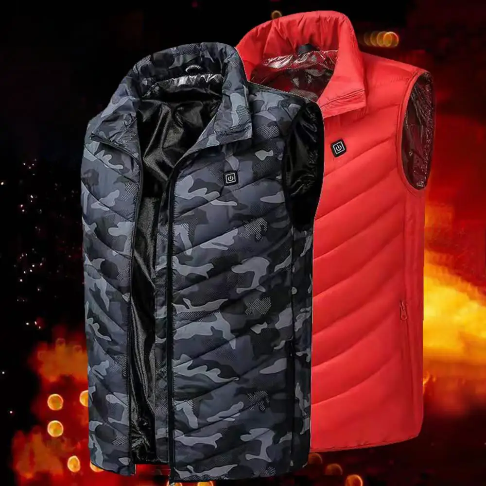 Chaleco térmico de invierno para hombre, chaleco de temperatura constante seguro con USB, chaleco calefactor infrarrojo para exteriores, chaleco de fibra de carbono