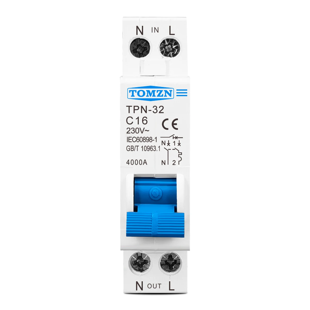 TPN 1P + N Mini disyuntor MCB 6A 10A 16A 20A 25A 32A montaje en carril Din interruptor de aire doméstico en miniatura