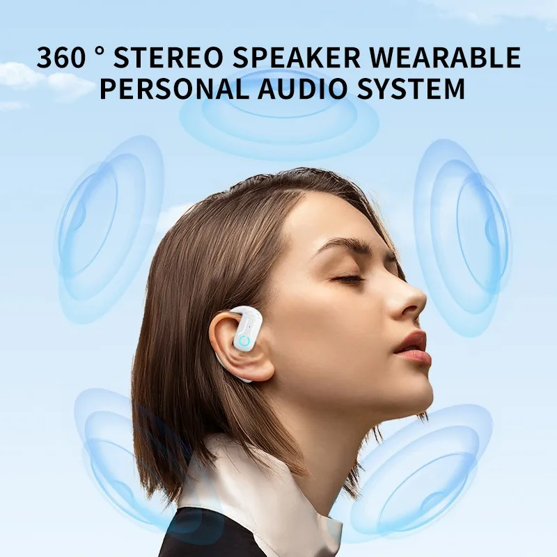ชุดหูฟังไร้สาย Bluetooth 5.4 Open 180 °   การหมุนปรับหูซ้ายขวาหู Universal Ear-Hook หูฟังพร้อมไมโครโฟนธุรกิจกีฬา