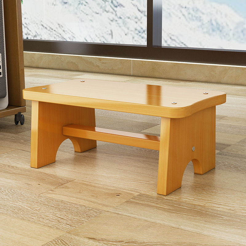 Bamboo Made Foot Stool for Bedside Vintage Step Stool Mini Get Up Anti Slip for Bedroom Bathroom Kitchen