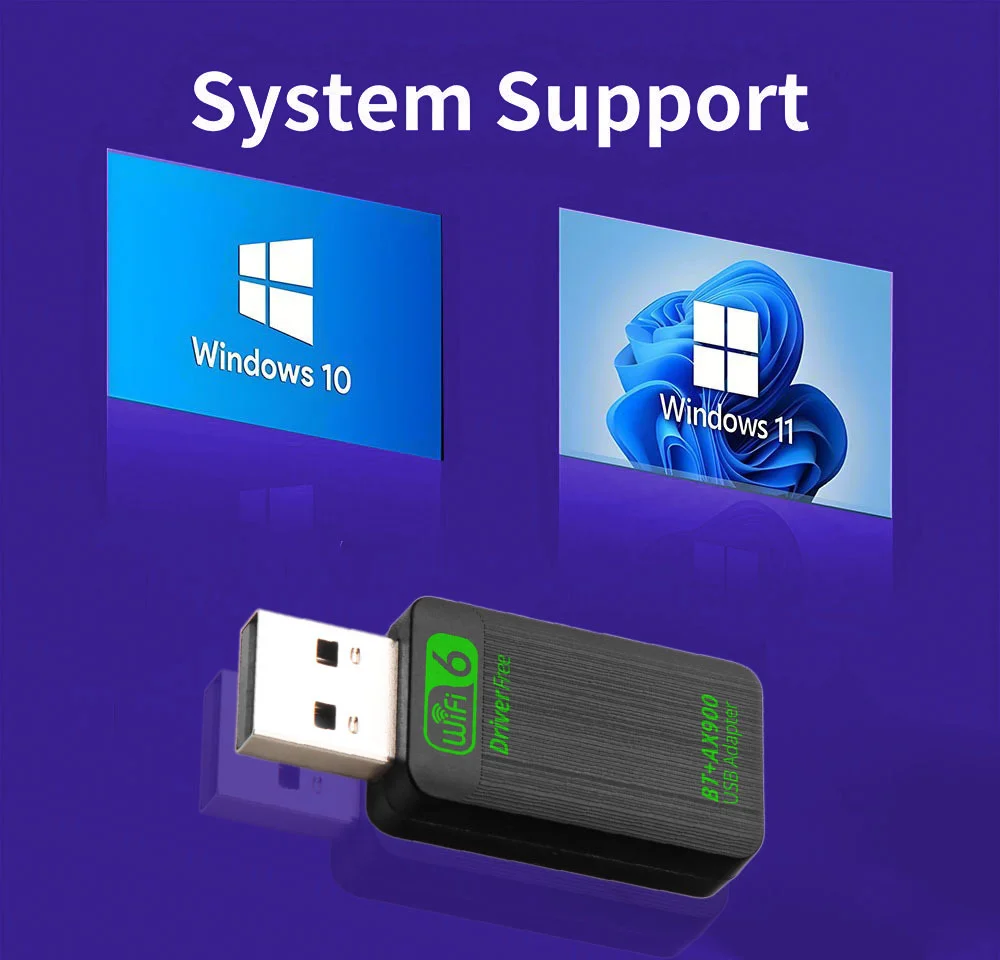 900 Мбит/с USB Wi-Fi Bluetooth 5.4 Адаптер 2в1 Dongle Двухдиапазонный 2,4G 5 ГГц USB Wi-Fi 6 Сетевая карта Wlan Приемник БЕСПЛАТНО