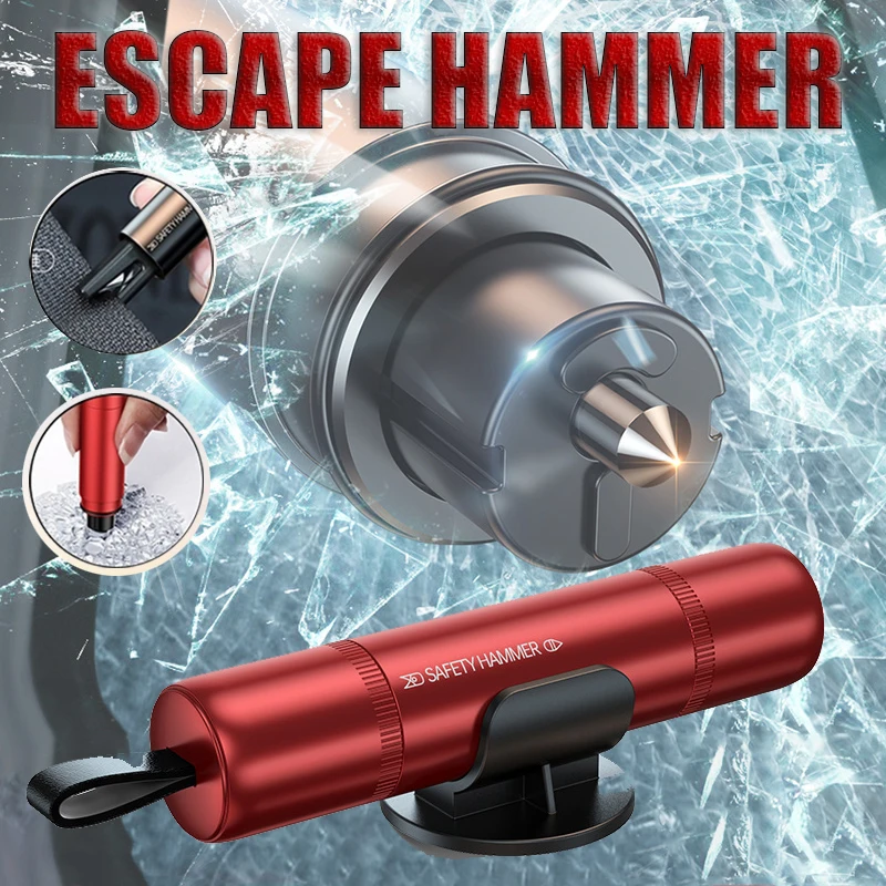 Martillo de seguridad para coche 2 en 1, rompecristales de emergencia, corte del cinturón de seguridad, herramienta de rescate de acero de tungsteno de alta dureza, accesorios para automóviles