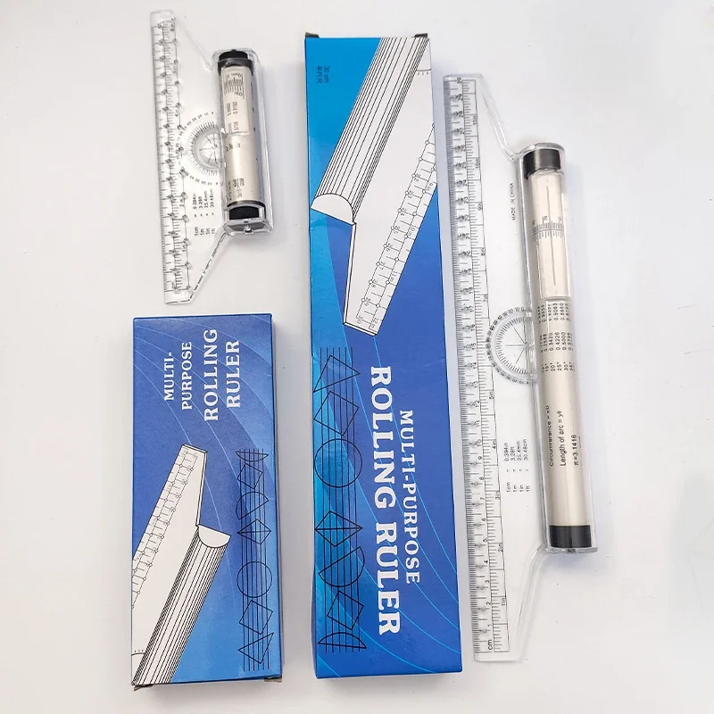 Zxiixz Angles Line Ruler 15cm 30cm Multi-Function Drawing Tool Roll Draw Ruler Metric Rolling Ruler Clear Parallel Rolling Ruler