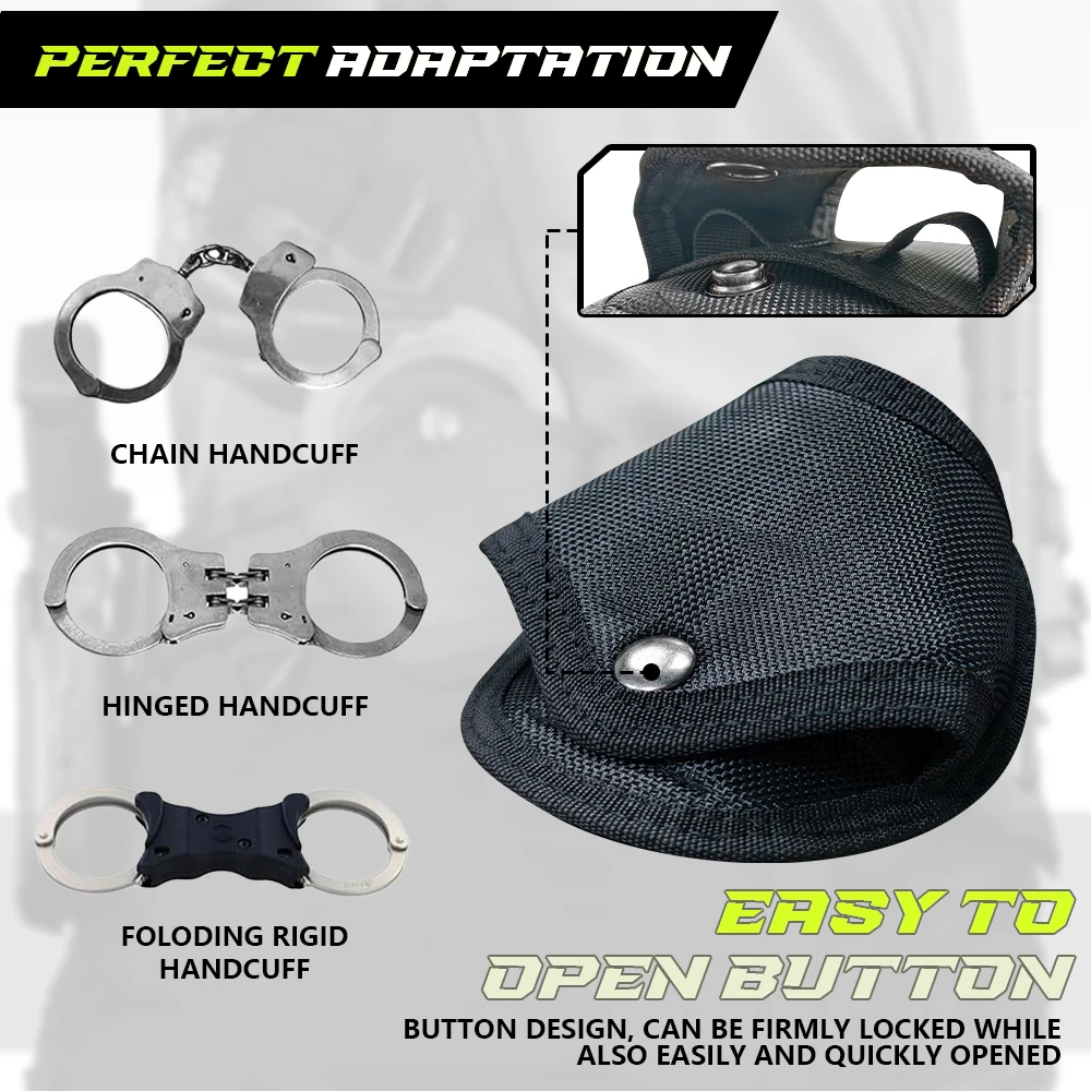 Tactical Molle Handcuff Holder,Quick Pull Out,Waist Pockets,Tool Key Phone Holder,Two Buttons,Adjustable,Fits 1.5inch Belt Loop