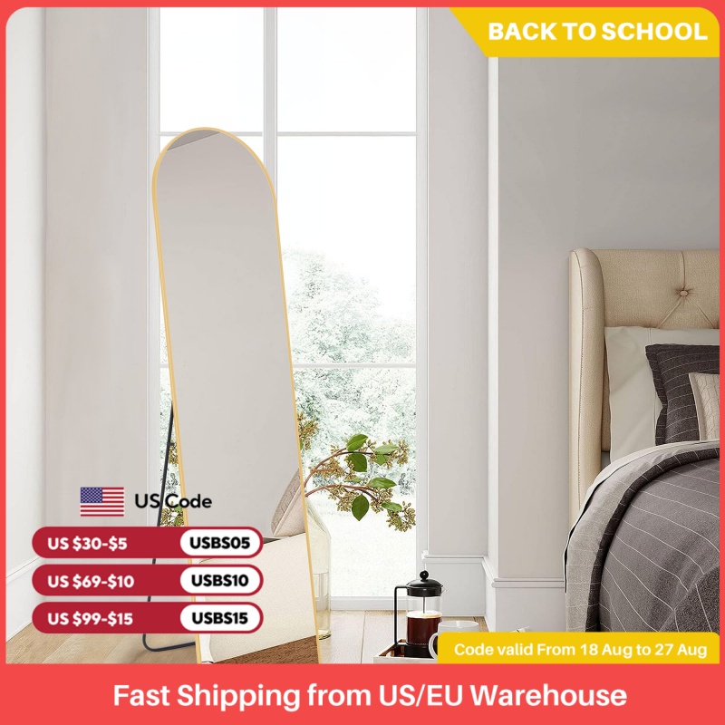 JHK Full Body Wall Mirror 59"x16" Standing Hanging or Wall-Mounted Mirrors with Stand Aluminum Alloy Frame For Bathroom Bedroom