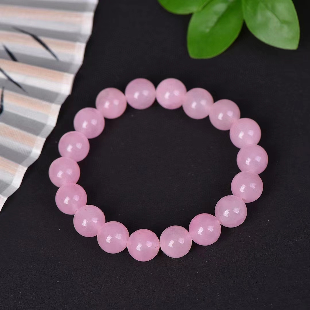 Rose Quartz Pink Crystal Hand Chain Natural True Lovers Stone Round Beads Bangle Women Gemstone Elastic Bracelets Charms Jewelry