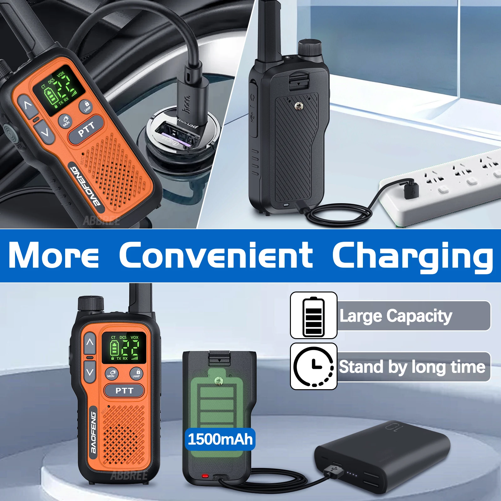 2PCS Baofeng BF-T18 Mini Walkie Talkie PMR 446 FRS Dual PTT Taschenlampe Tragbare Typ-C Ladegerät VOX NOAA service Für Jagd