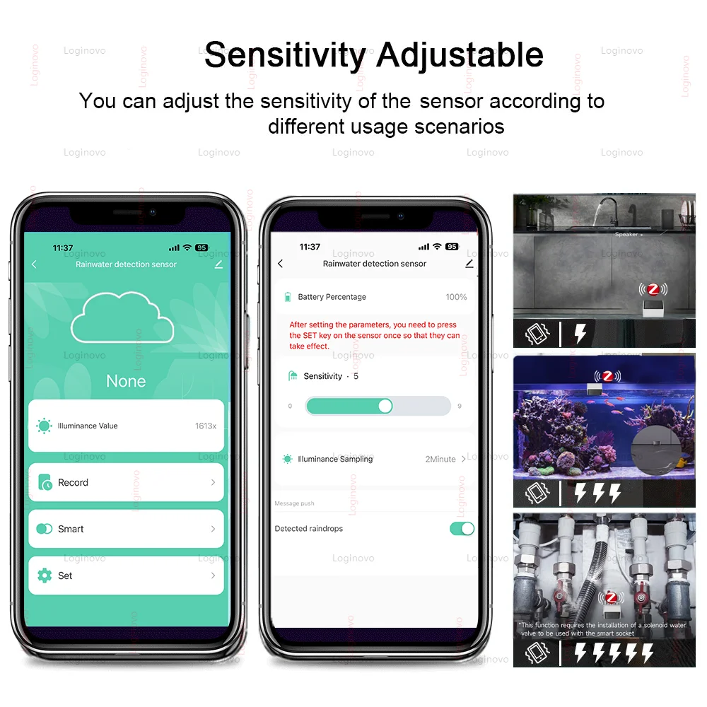 Sensor de chuva zigbee 2 em 1, detector de chuva com detecção de luz de brilho, monitor de aplicativo tuya smart life para casa inteligente automaton