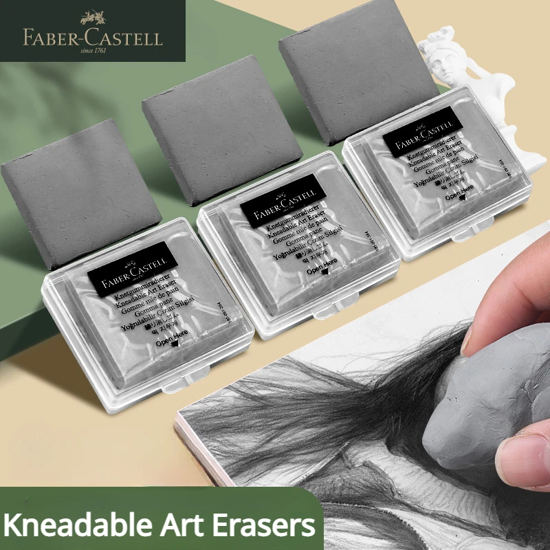 Faber-Castell Drawing Art Kneaded Erasers for Correcting,Lightening Charcoal Pencil and Pastel Artists Works, Gray in Box 1Pc