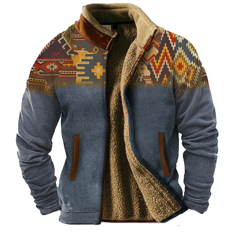 Men's Outerwear, Men's Jacket With Plush Inner Hair And Gallbladder, Ethnic Retro Warmth And Comfort, Popular Celebrity Style