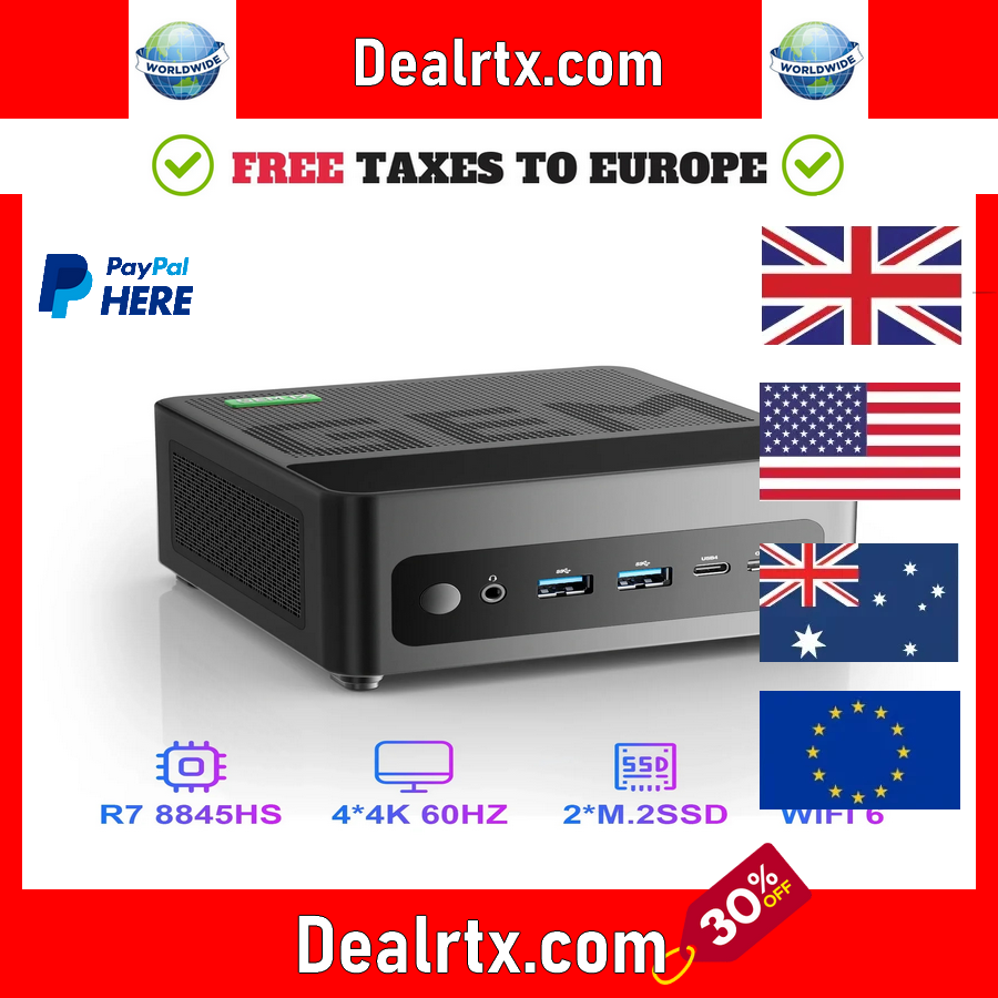 Chatreey GEM Mini PC R7 8845HS 7840HS 780M R9 6900HX 680M Computadora de escritorio para juegos con WiFi 6/Bluetooth 5,2/OCuiLink/HDMI/USB 4