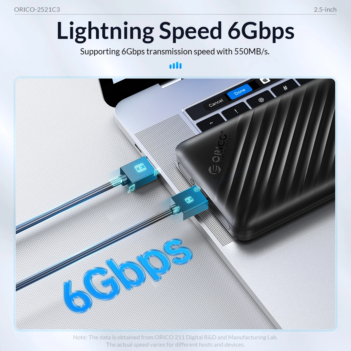ORICO USB3.1 Корпус для жесткого диска 6 Гбит/с SATA- Type-C HDD SSD Корпус для жесткого диска Поддержка UASP для 7 ~ 9,5 мм 2,5-дюймового SSD/HDD