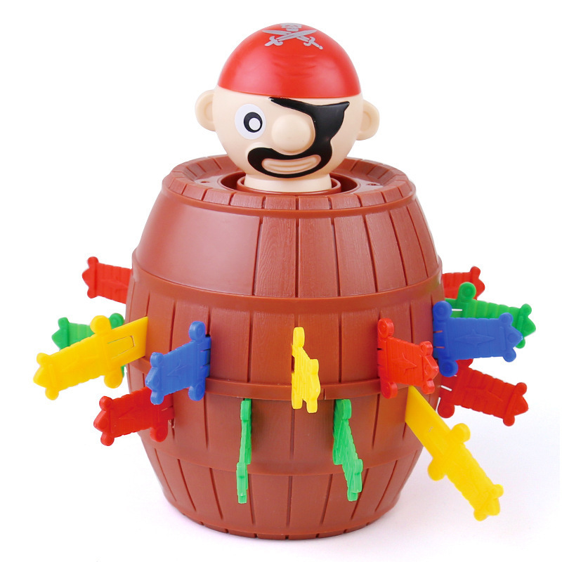 Mini nuevos y divertidos juguetes de barril pirata, juego de la suerte, cubo de piratas saltadores, espada emergente, juguete complicado, bromas familiares para niños, regalo para chico