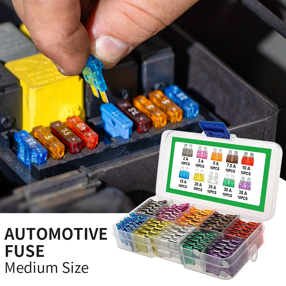 100 Stuks Blade Type Zekering Set 15A 20A 25A 30A 35A 10 Types Auto Zekering Kit Met Doos Blade type Zekering Diverse Kit