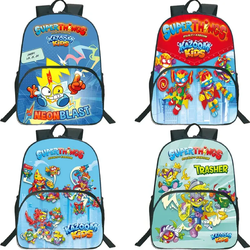 게임 Superzings 배낭 16 인치 소년 소녀 Bookbag 만화 데이 팟 SuperThings 학교 가방 학생 여행 가방 지퍼 배낭