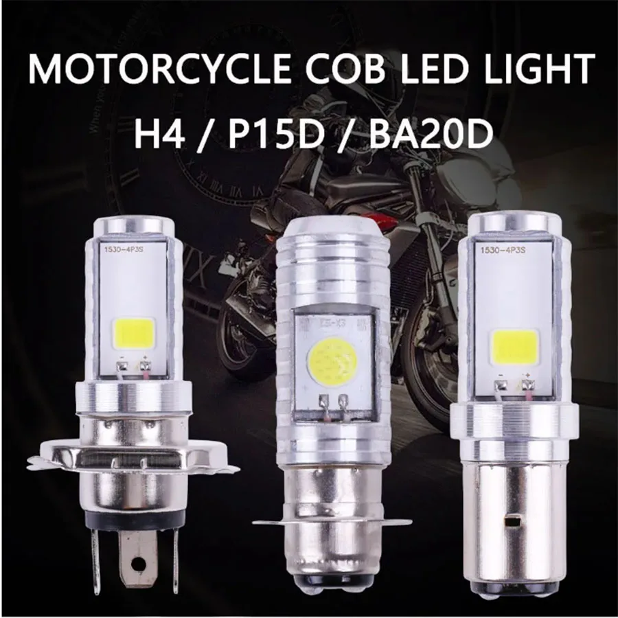 H4/P15D/BA20D 36W LED 2COB bombilla para faro de motocicleta 1400LM 6000K haz de luz Hi/LO