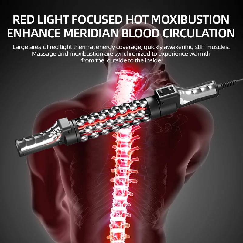 Dispositivo de massagem aquecido com luz vermelha relaxada, bola interna rotativa 360, rolo de massagem de relaxamento muscular para corpo inteiro, anticelulite
