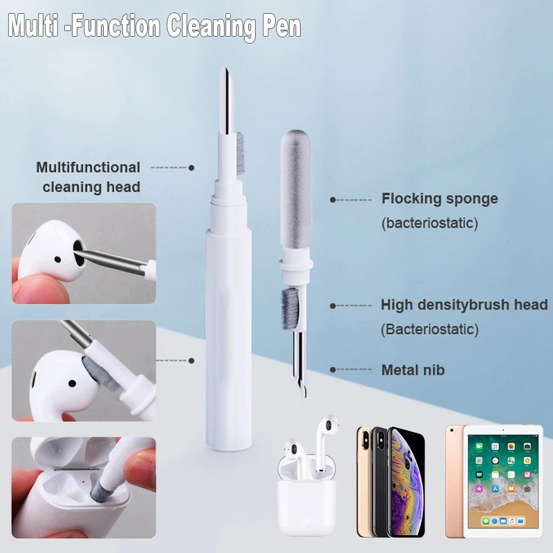Caneta de limpeza de fones de ouvido bluetooth, kit de limpeza para airpods pro 3 2 1, escova para fones de ouvido sem fio, estojo de carregamento, ferramentas de limpeza