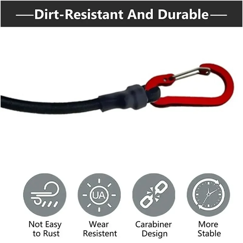 Elastic Tie Rope Mountaineering Buckle Hook Canoe Bike Luggage Packaging Rope Camping Accessories 90CM