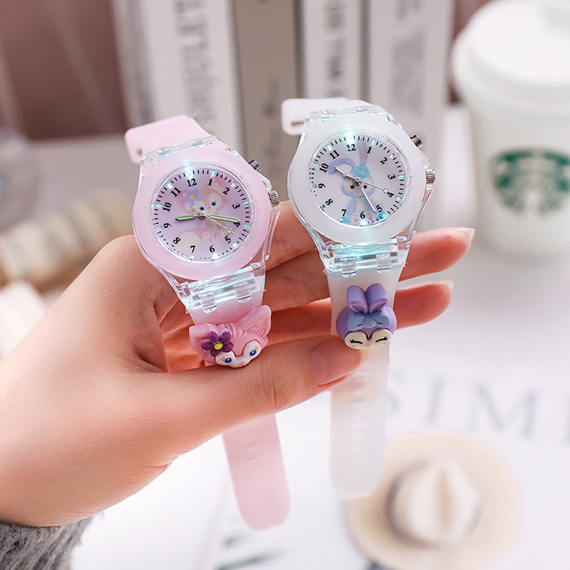 Relojes 3D Mickey para niños, fuente de luz de Color para niñas, reloj Minnie de silicona para niños, reloj de cuarzo para mujeres, regalos, reloj femenino