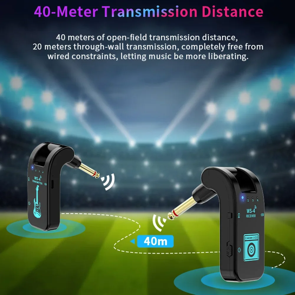 ชุดเครื่องส่งสัญญาณกีตาร์กีตาร์ระบบไร้สาย2.4G สำหรับกีต้าร์ไฟฟ้าเบส48K/16bit ส่งแบบเรียลไทม์