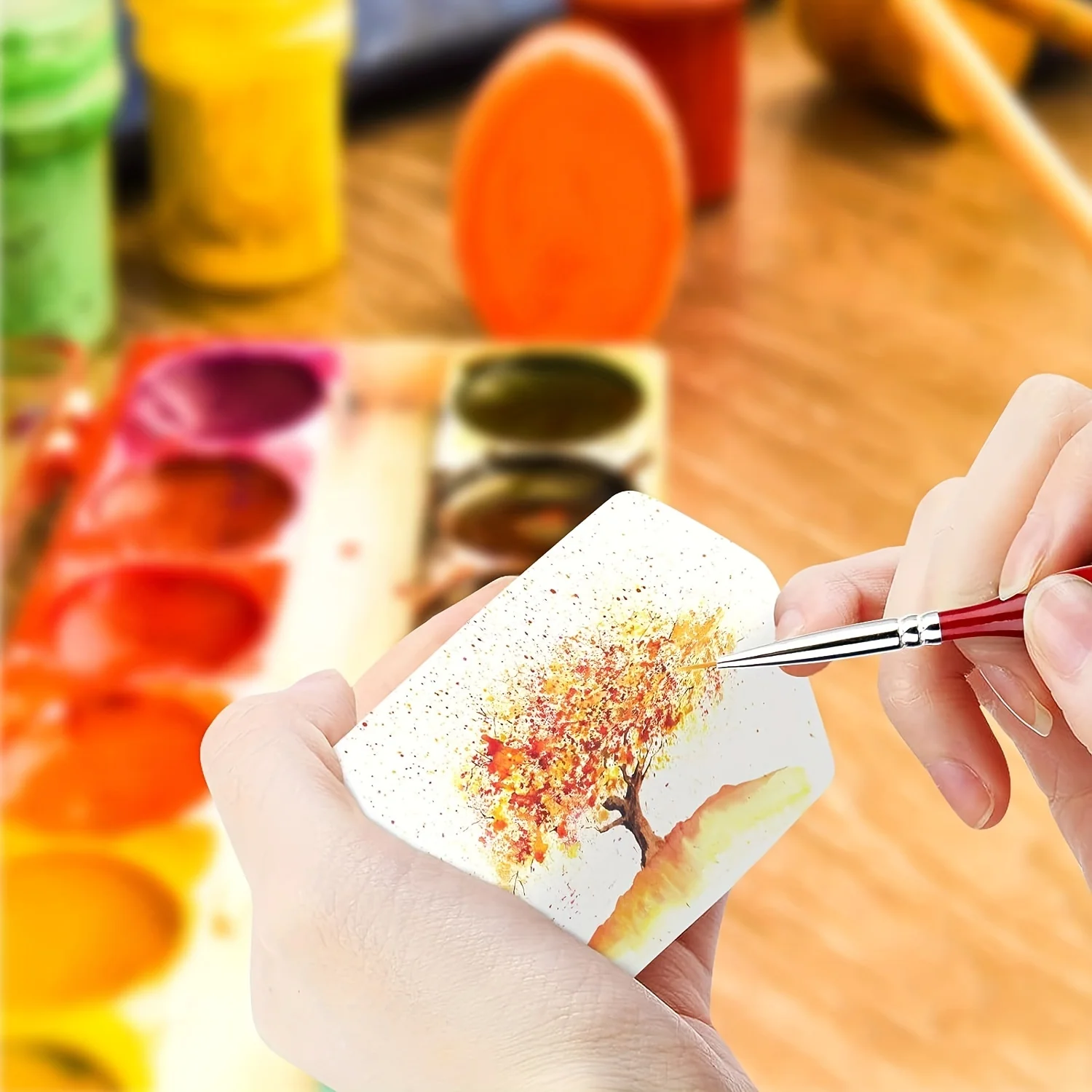 10 Uds pincel de pintura de detalles finos pinceles de pintura en miniatura para Mini juego de pinceles de pintura para acrílico, acuarela, aceite, cara, uñas