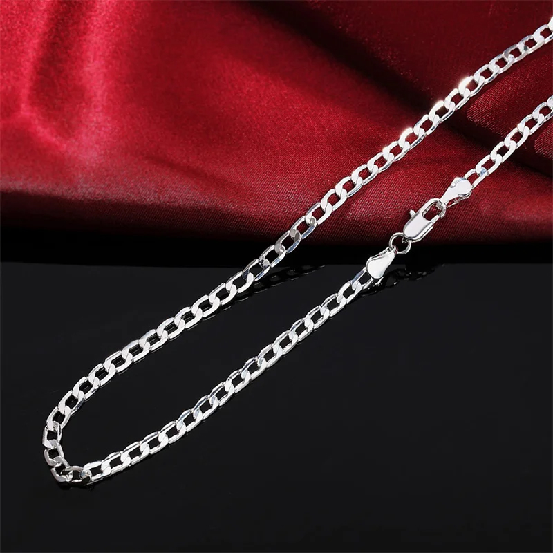 Herren Silber Farbe Halskette 2/4/6/8/10/12mm 40-75cm Gesichts kette Halskette Karabiner verschluss Männer und Frauen Verlobung schmuck