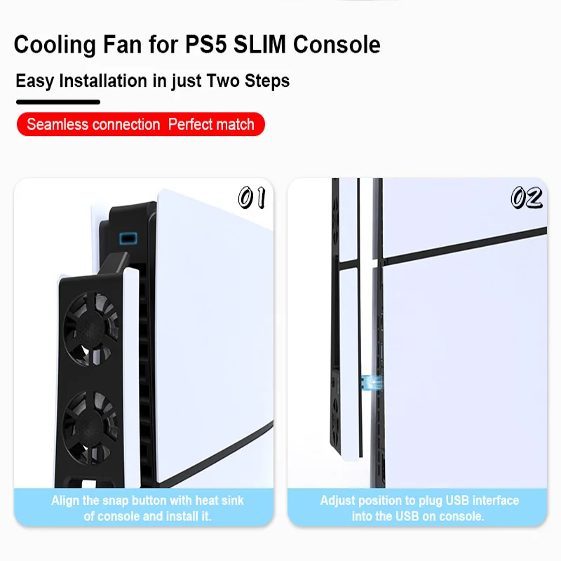 REMANK For PS5 and PS5 Slim Cooling System Cooling Fan For PS5 Slim and PS5 Cooling Fan Disc and Digital Console Cooling System