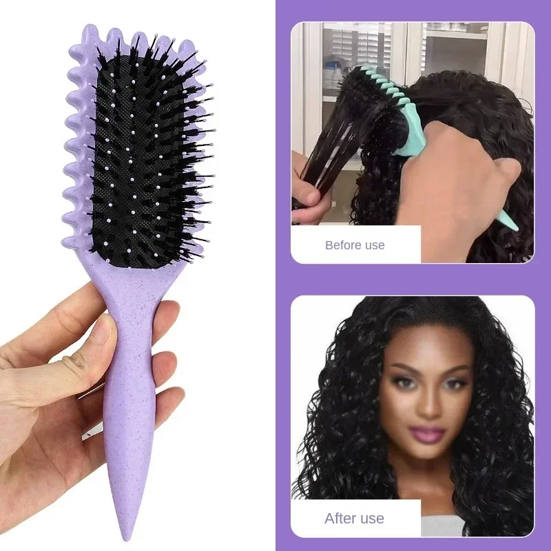 ผู้หญิงหวีผม Hollow Shaped CURLY ผมหวีอเนกประสงค์นวดหนังศีรษะและ Anti-Static Fluffy แปรงผมเครื่องมือทรงผม