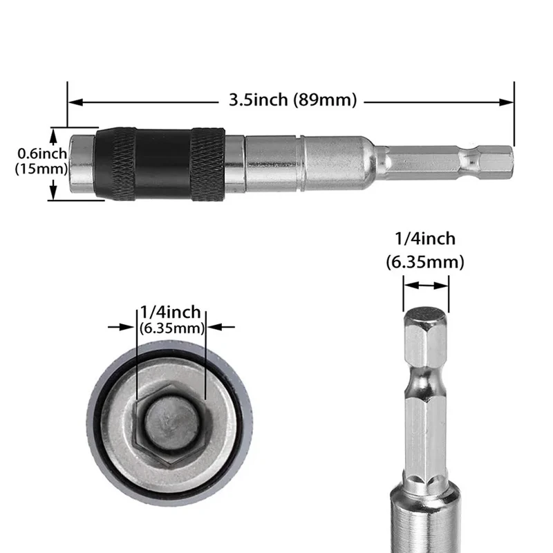 1pc Magnetic Screw Drill Tip, 1/4" Impact Tough Bit Holder With 20° Pivoting , Bendable Extender Quick Change Locking Rotating