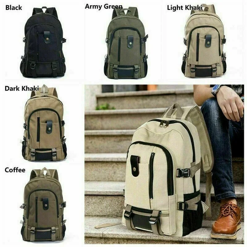 2023 New Men's Simple and Fashionable Backpack Leisure Travel Canvas Backpack Large Capacity Student Backpack
