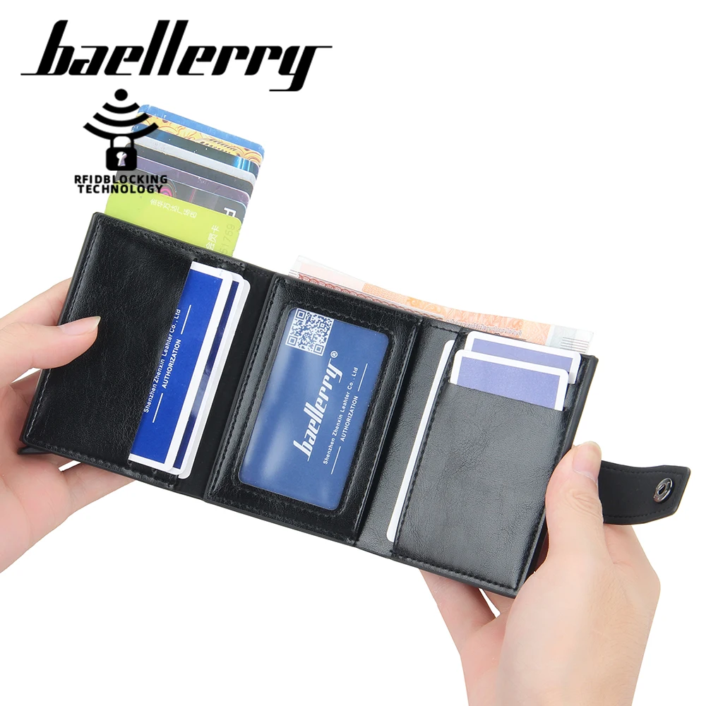 새로운 RFID 남성 카드 지갑 Hasp 작은 카드 지갑 슬림 미니 남성 지갑 높은 Qaulity 카드 클립 사진 홀더 짧은 남성 지갑
