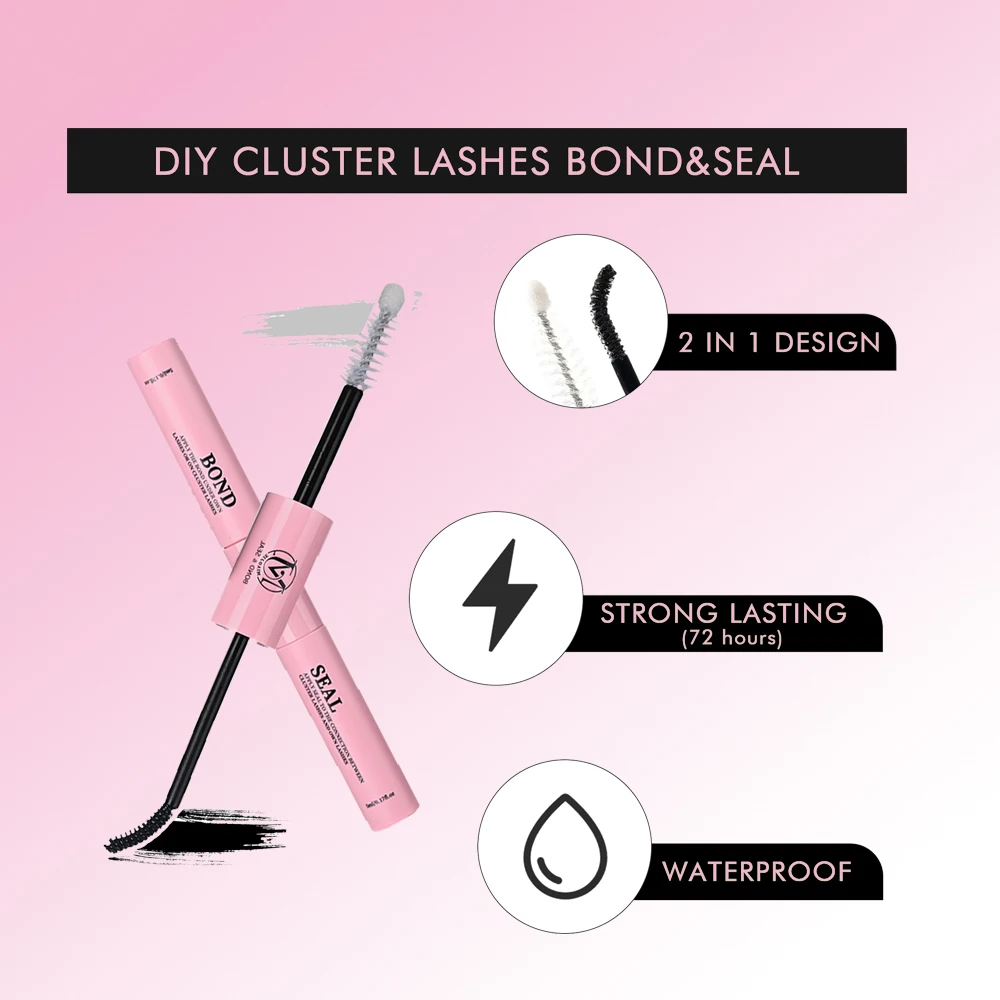 MJ Lash Bond and Seal 10 ml Einzelwimpernkleber und Versiegelung Superstarker Halt Wimpernverlängerung und Wimpernkleberentferner 5 ml Pinzette
