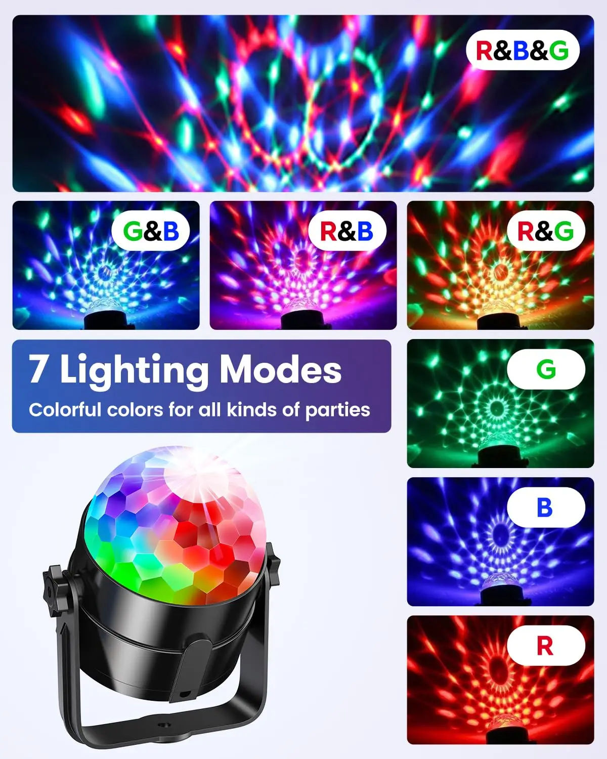ไฟดิสโก้บอล LED แบบ RGB ควบคุมด้วยเสียง พร้อมรีโมทคอนโทรล หมุนได้ ใช้สำหรับงานปาร์ตี้ ตกแต่งบ้าน รถยนต์ คลับ คริสต์มาส