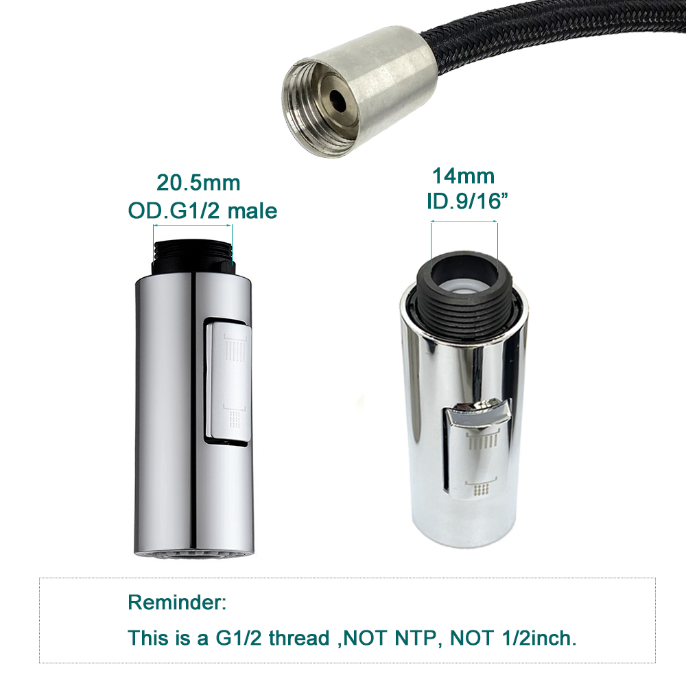 Kitchen Faucet Sprayer Nozzle Pull Out Shower Spray Head G1/2 Tap Accessory Replacement Black Golden Head Aerator Nozzle