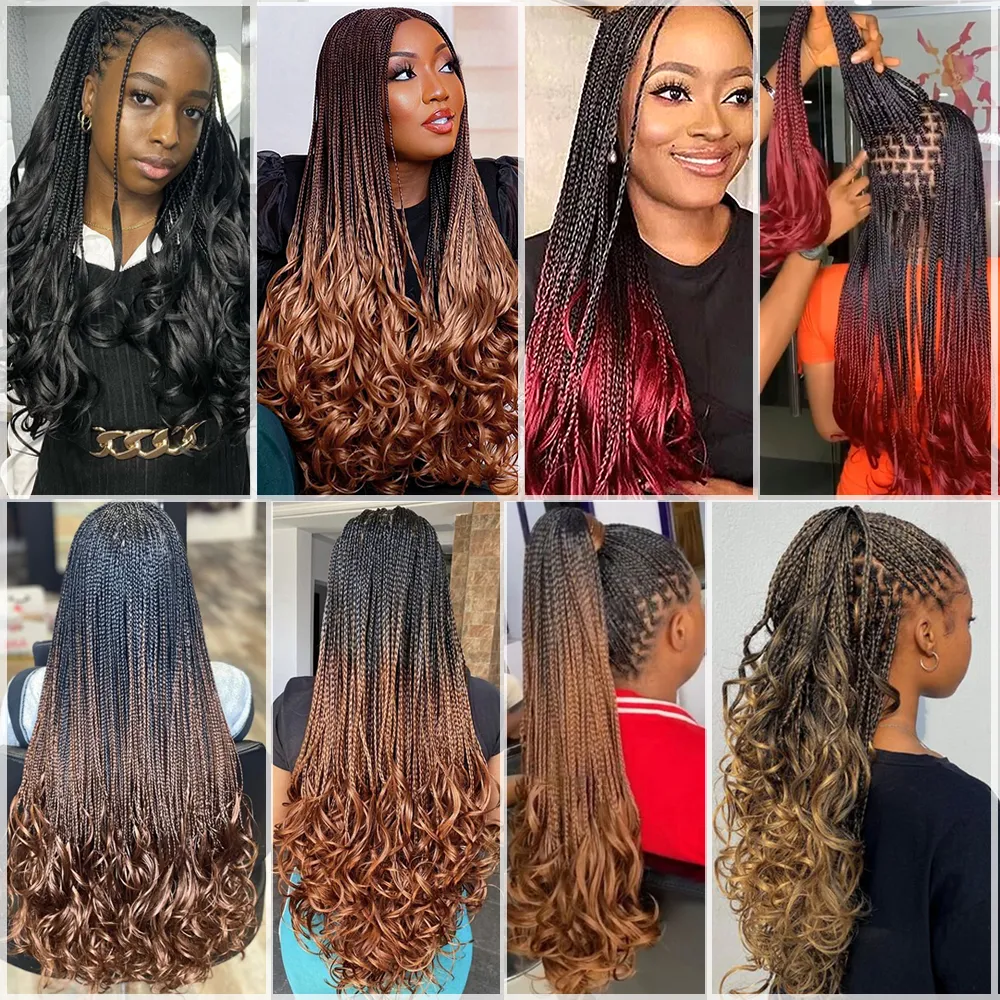 合成スパイラルフレンチカール女性用ヘアエクステンション、事前に伸ばされた、ルーズウェーブ編組ヘア、24インチ