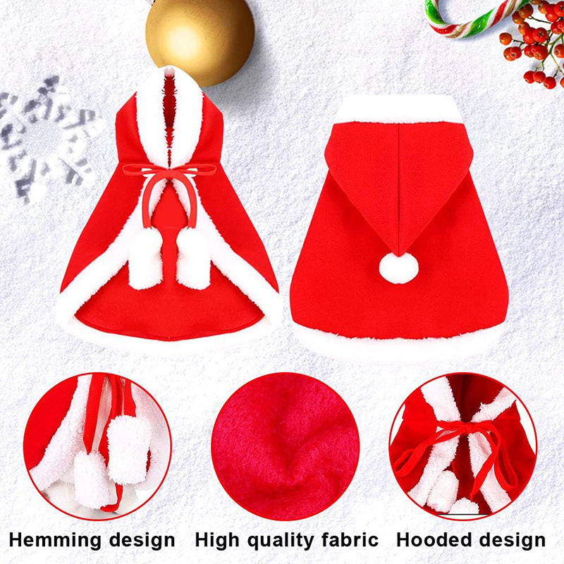 Disfraz de Papá Noel para gato y perro, capa de Navidad transformada, ropa de vestir, bufanda roja, capa, accesorios de decoración