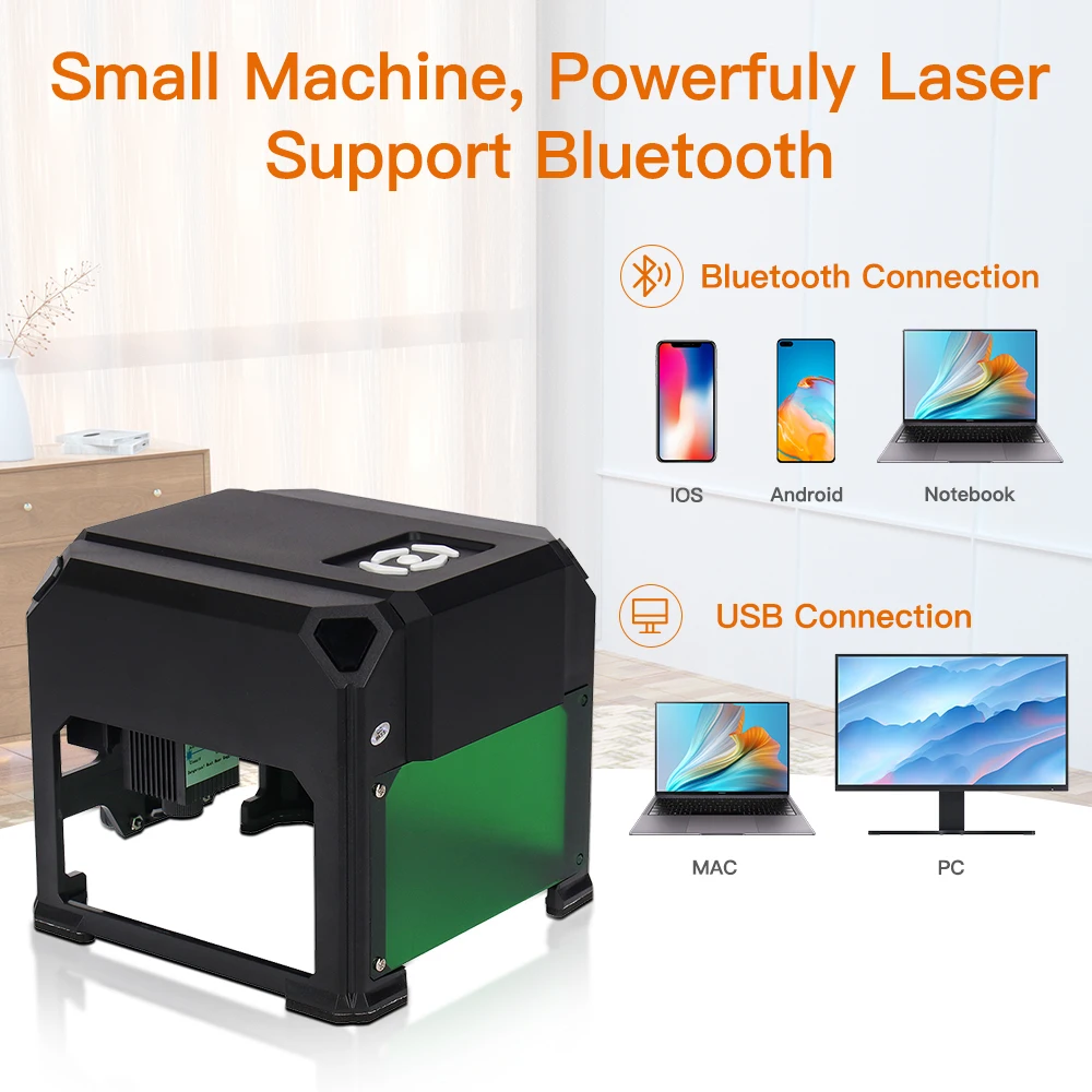 Mini Laser Engraver 3000mw CNC Engraving Machine With Wireless Bluetooth Desktop Printer Plastic Woodwork Machine