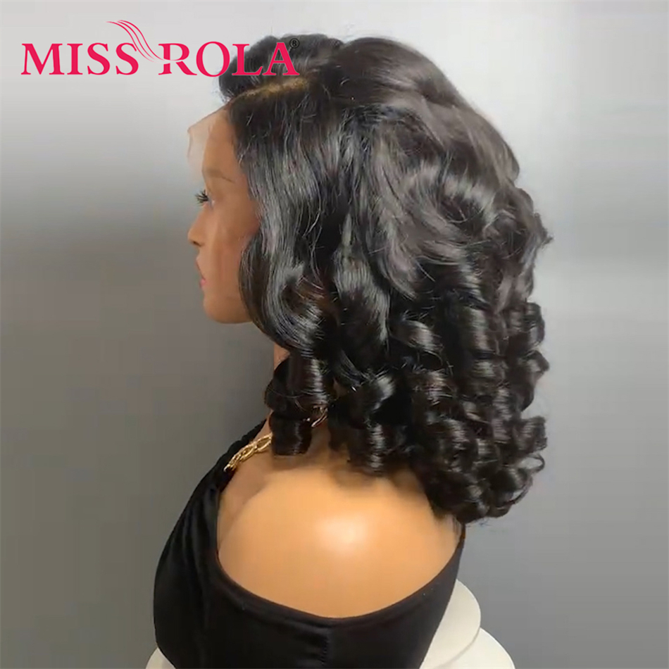 Senhorita Rola-Bouncy Curly Pixie Cut Lace Front Perucas de Cabelo Humano, Laço Transparente, Peruca de Cabelo Brasileiro, 99J Highlight Remy, 5X, 13X4, 12A