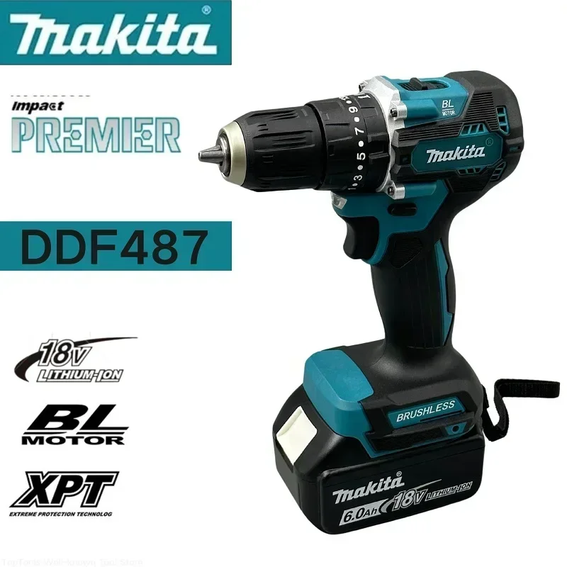 Makita DDF487 10mm Brushless 18V lithium electric rechargeable impact drill large torque screwdriver