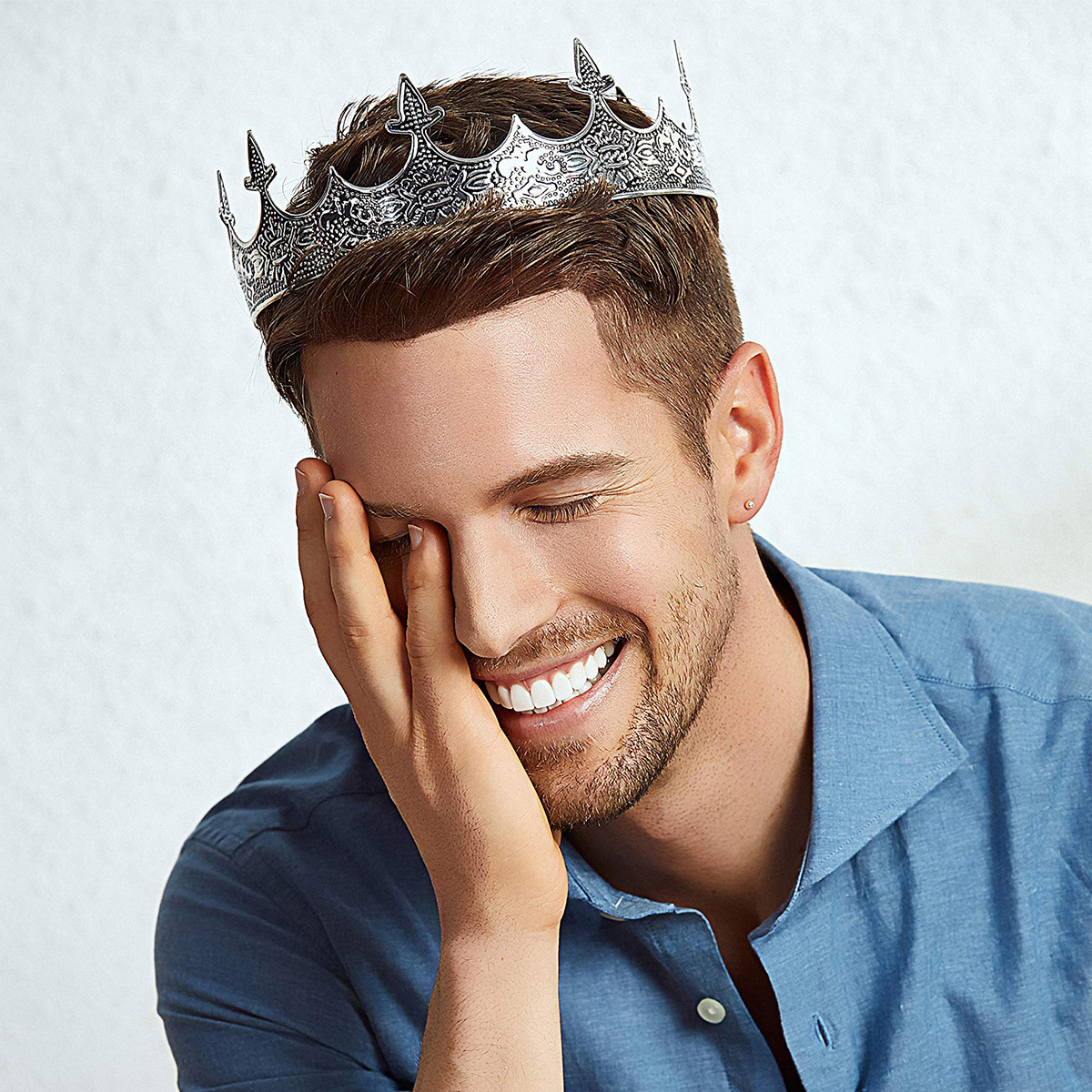 Barokowy Vintage Metal Circle Tiara Royal Queen King Crown mężczyźni królowa akcesoria do włosów tiara tiara wydajność unisex korona księcia