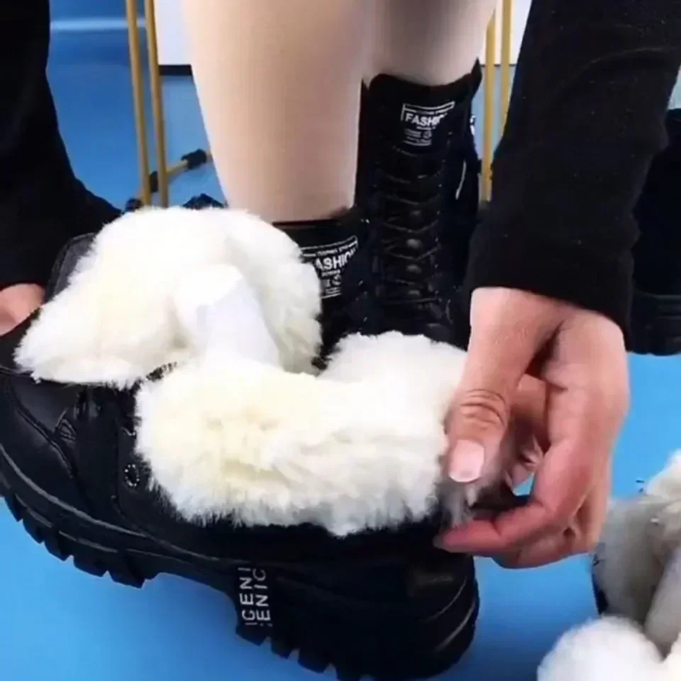 Mode Casual Schuhe Frauen Neue 2024 Winter Warme Plus Samt Alle-Spiel Schwarz Stiefeletten Dicken Sohlen Baumwolle turnschuhe Zapatillas