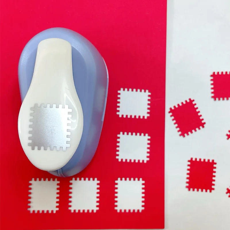 New 2x1.8cm Stamp shape Craft Punch Embossing Machine Round Hole Punch Toothed Puncher Embosser