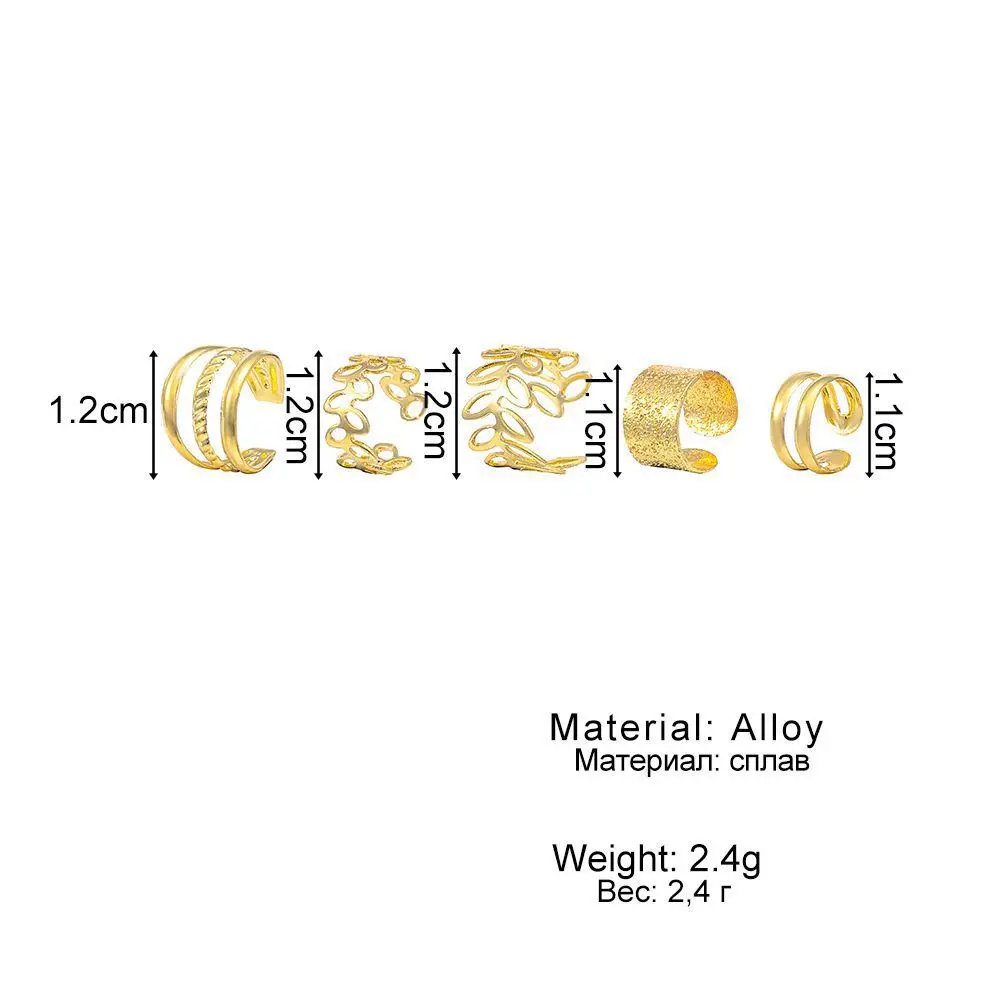 5 pz/set Retro Multi-elemento Foglia Geometrica Polsino Dell'orecchio Non-Piercing Clip di Osso Dell'orecchio Uomini e Donne Gioielli Estivi Boho