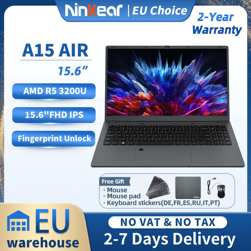 Portátil aéreo Ninkear A15 AMD Ryzen ™   3 3200U 16GB DDR4 3200 MHz+512GB NVME SSD Pantalla FHD IPS de 15,6 pulgadas 180 °   Apertura y Cierre F