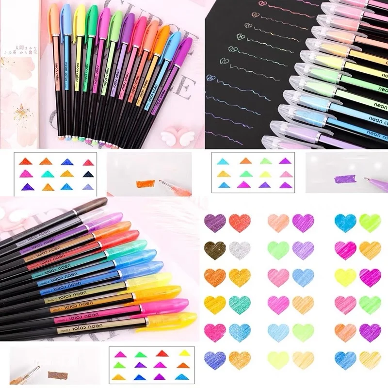 12-48 สี Highlighter ชุด Fine Point MARKER ปากกาอุปกรณ์เครื่องเขียนสําหรับ Doodling Scrapbooking การเขียนการเขียน Sketching